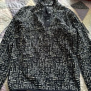 Lands' End Men's Black and White Zip-Up Sweater